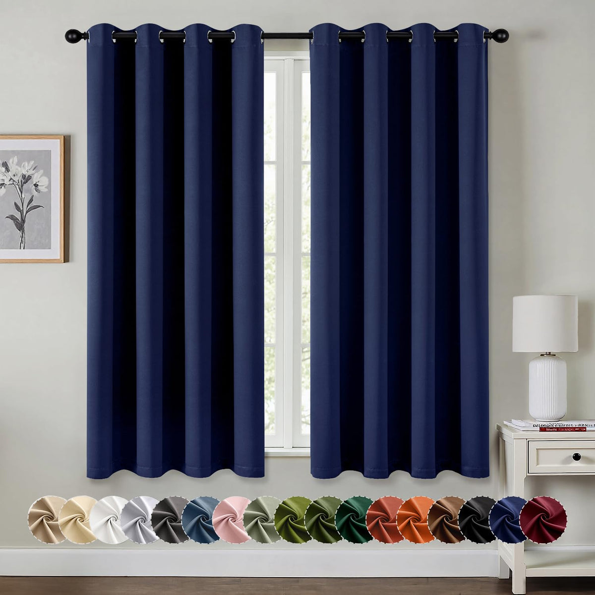 MIULEE Blackout Curtains for Bedroom 2 Panels 40 x 84 Inch Long Black