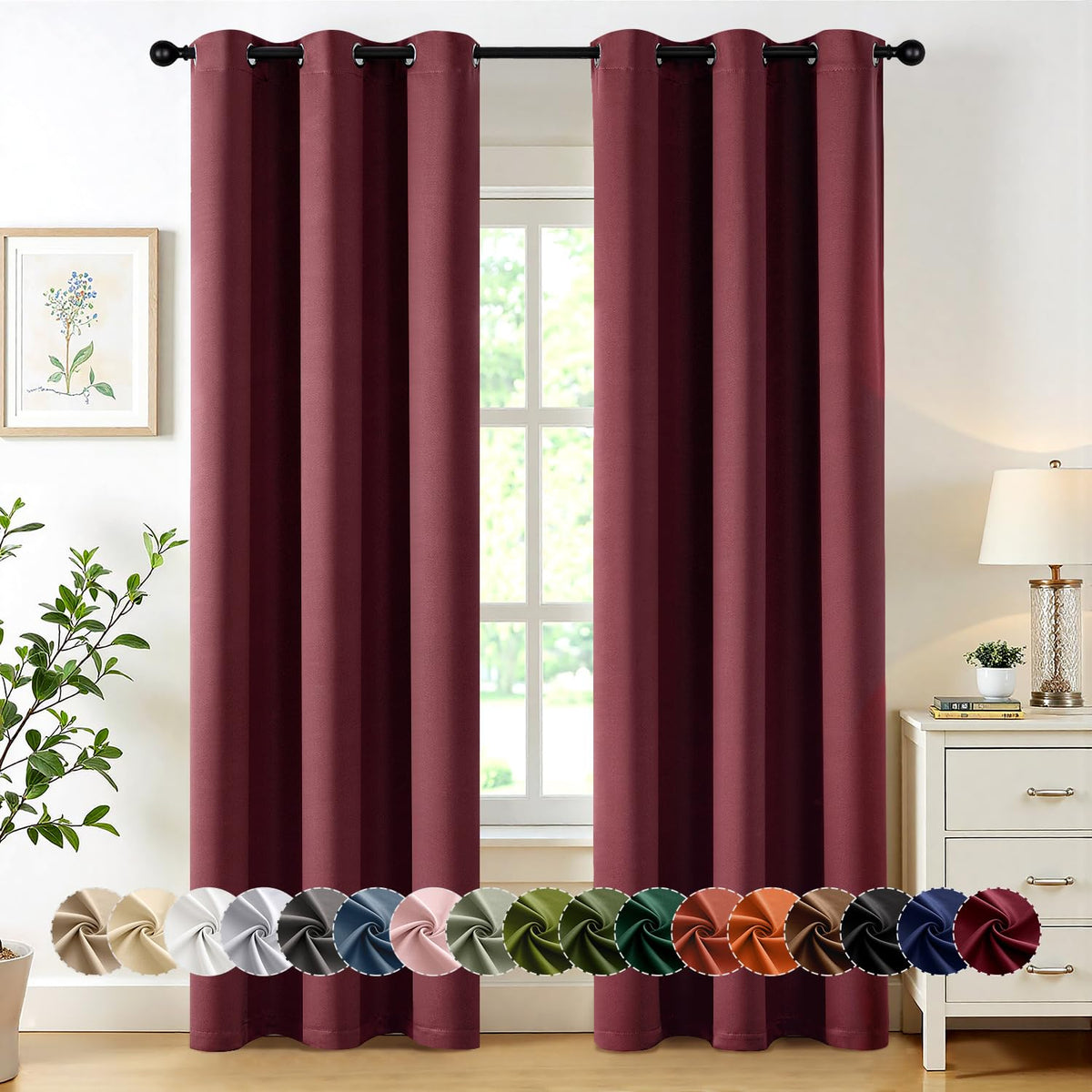 MIULEE Blackout Curtains for Bedroom 2 Panels 40 x 84 Inch Long Black