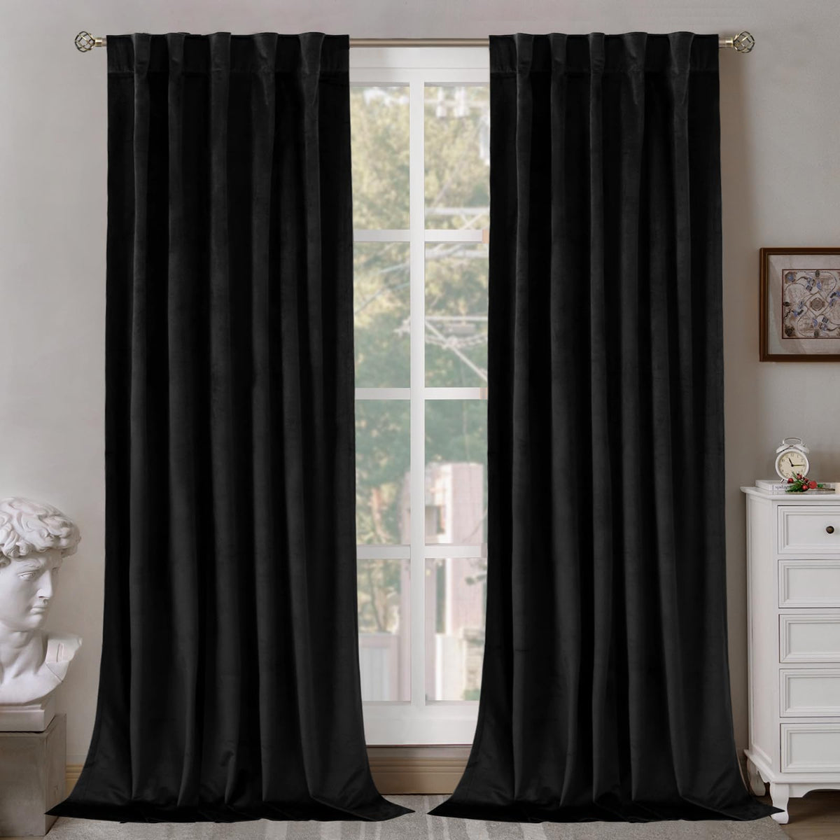 BGment Christmas Red Velvet Curtains 96 Inches for Living Room, Thermal Room Darkening Curtains Sound Reduce Drapes with Back Tab and Rod Pocket for French Door, 2 Panels, 52 x 96 Inch