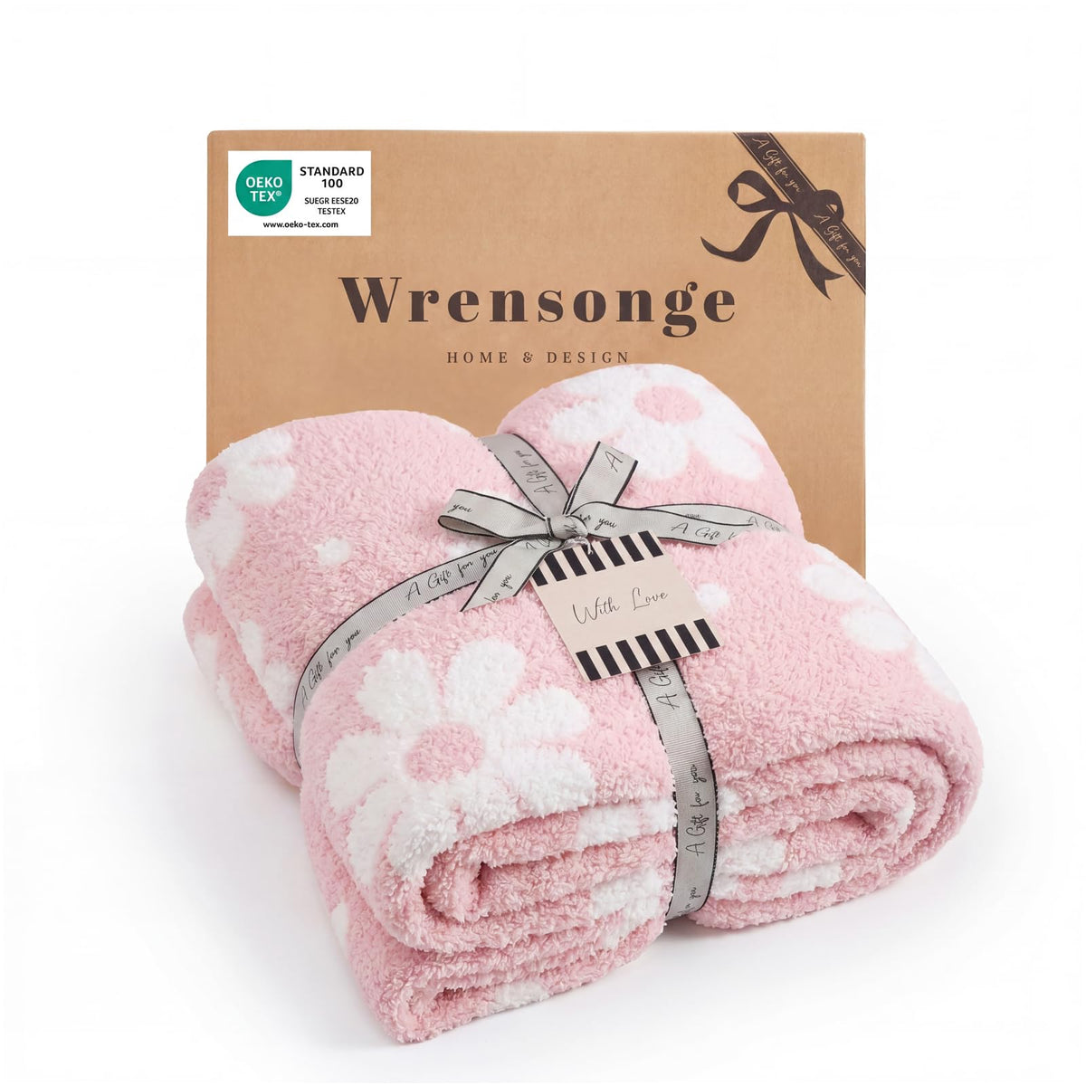 WRENSONGE Soft Checkered Throw Blanket for Couch-Cozy Warm Knitted Blankets