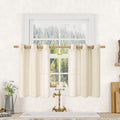 LAMIT Cream Ivory Linen Semi Sheer Curtains 84 inch Length for Bedroom