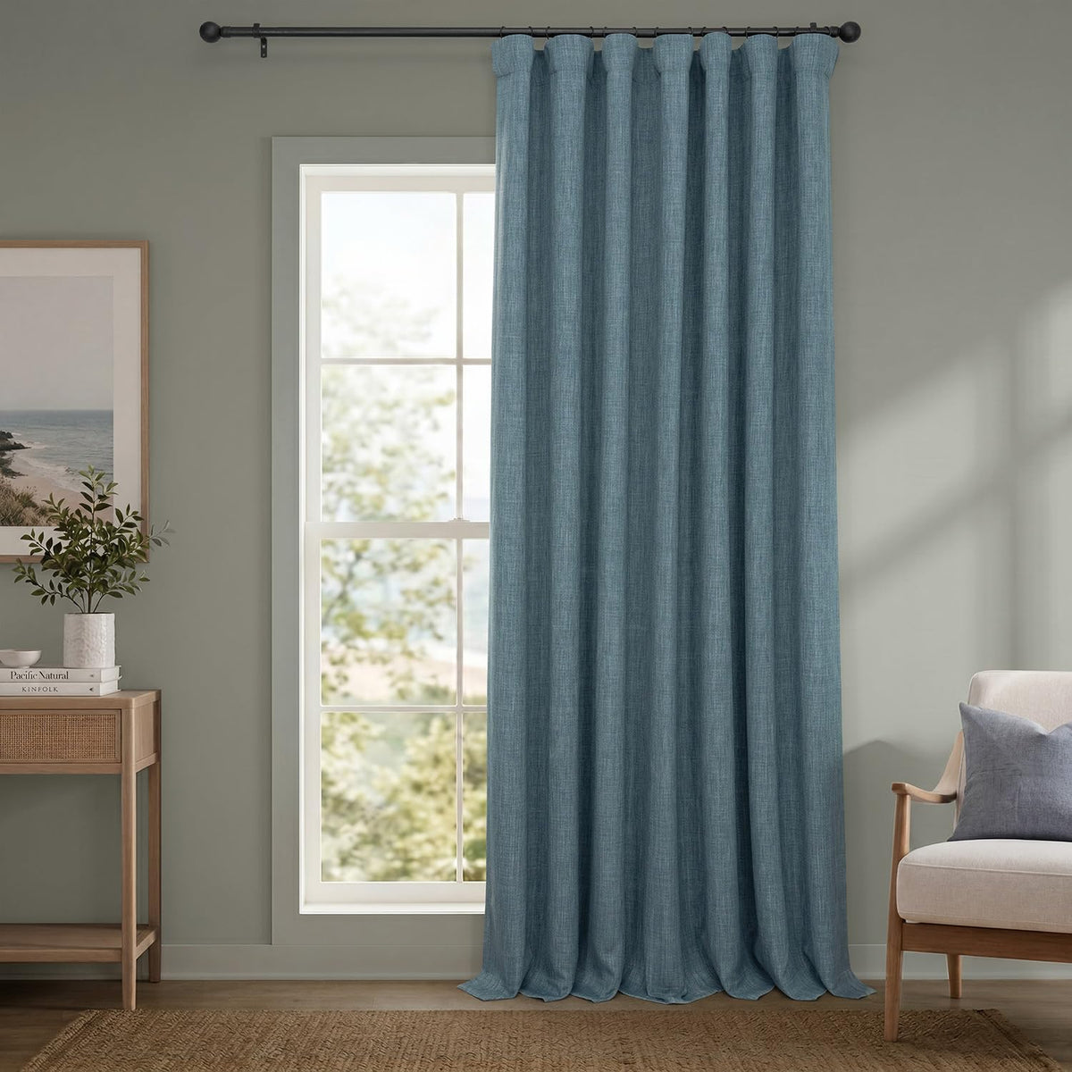 Faux Linen Curtains for Living Room (1 Panel) - 50W X 96L, Birch Taupe