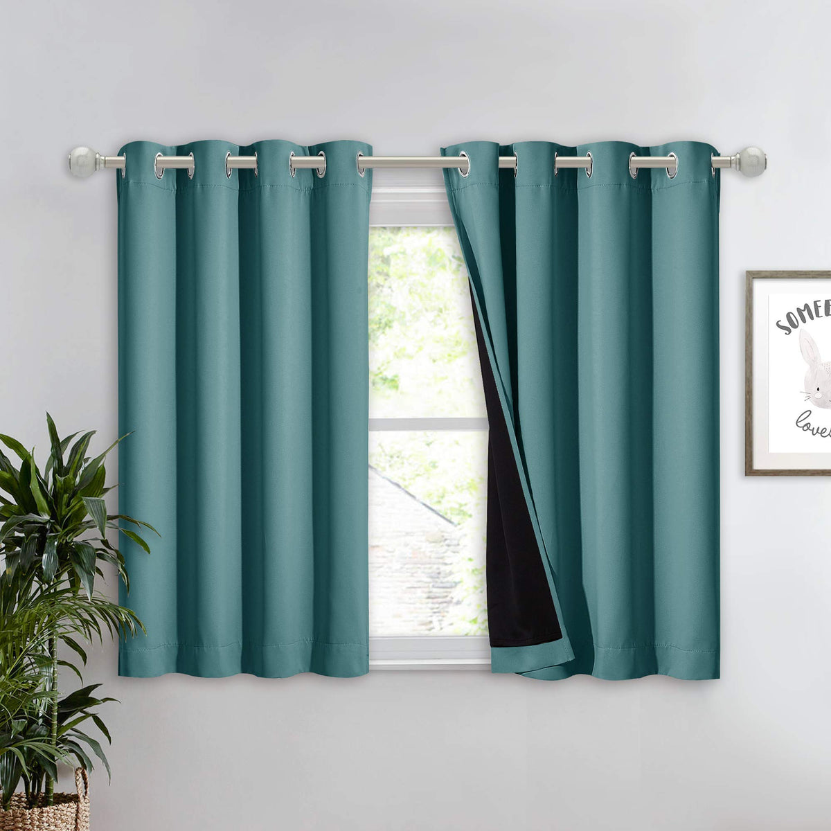 NICETOWN 100% Blackout Curtain 54 inches Long, Double-Deck Completely Blackout Window Treatment Thermal Insulated Lined Drape for Small Window (White, 1 PC, 52 inches Width Each Panel)