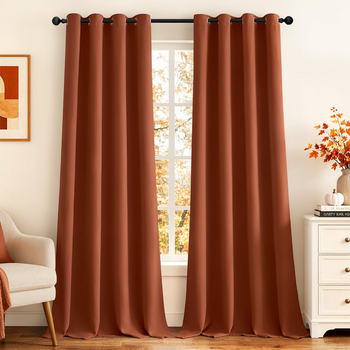 MIULEE Beige Blackout Bedroom Curtains Drapes 84 Inch Long 52"x84"