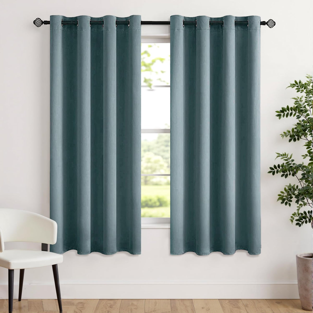 MIULEE Beige Blackout Bedroom Curtains Drapes 84 Inch Long 52"x84"
