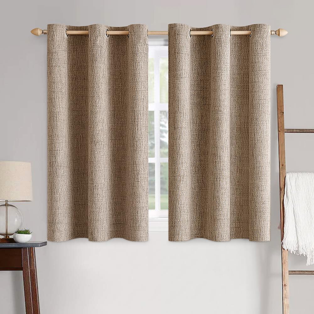 MIULEE 100% Blackout Linen Curtains for Bedroom 52x84 Inches Dusty Blue