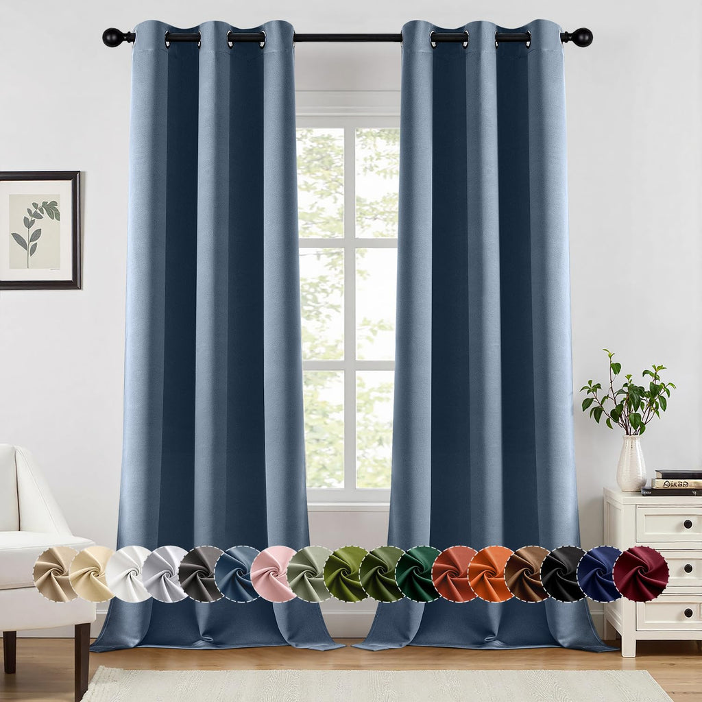MIULEE Blackout Curtains for Bedroom 2 Panels 40 x 84 Inch Long Black