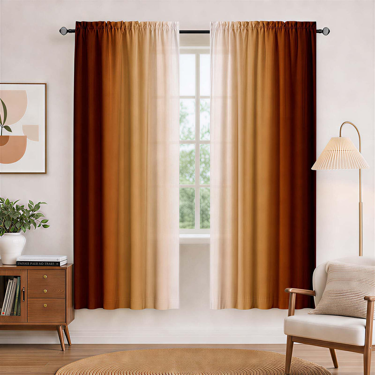 Burnt Orange Curtains 84 Inch Length for Living Room,2 Panels