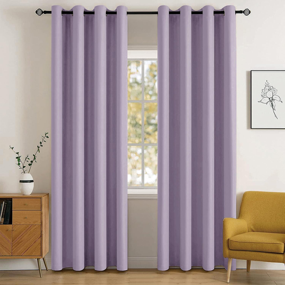MIULEE Beige Blackout Bedroom Curtains Drapes 84 Inch Long 52"x84"