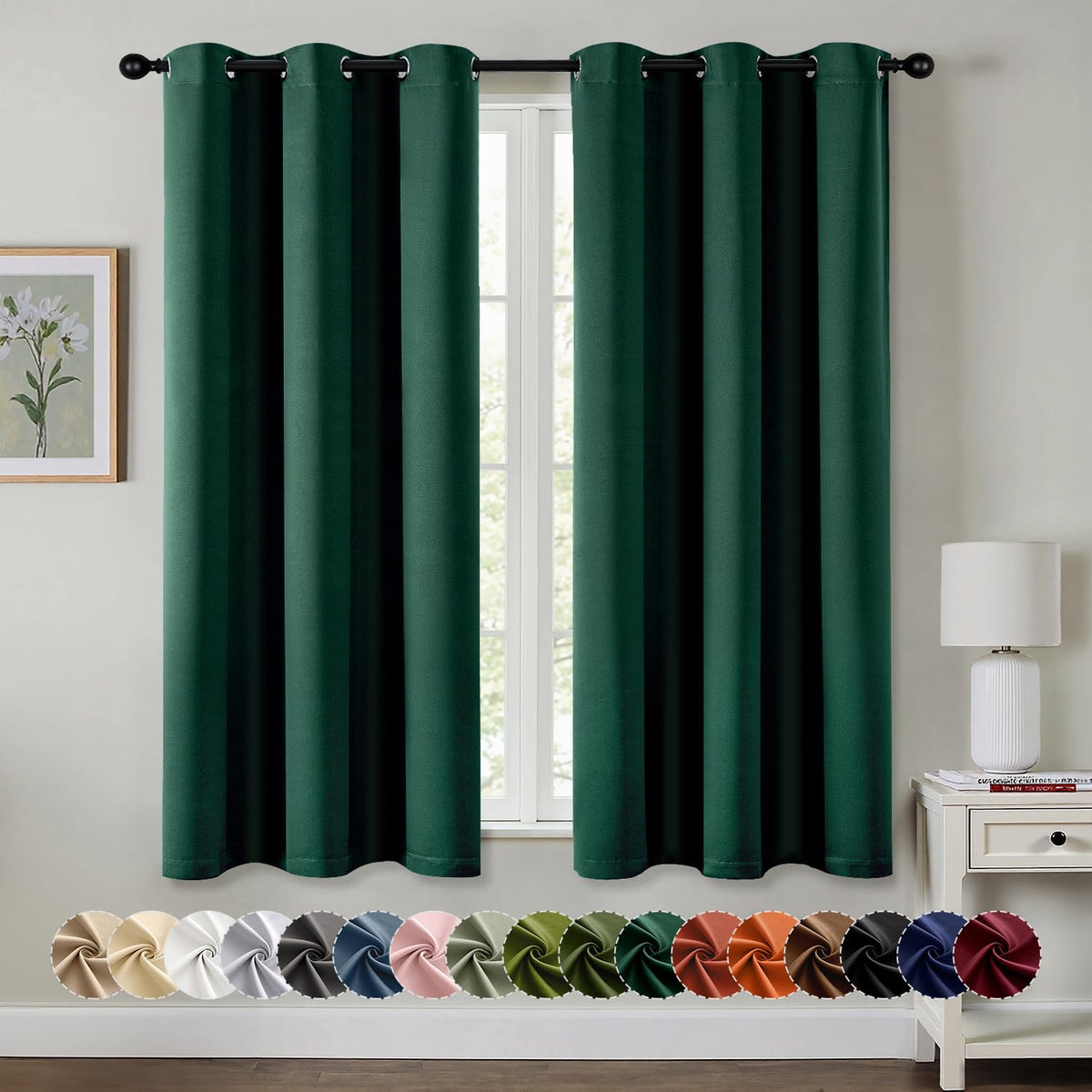 MIULEE Blackout Curtains for Bedroom 2 Panels 40 x 84 Inch Long Black