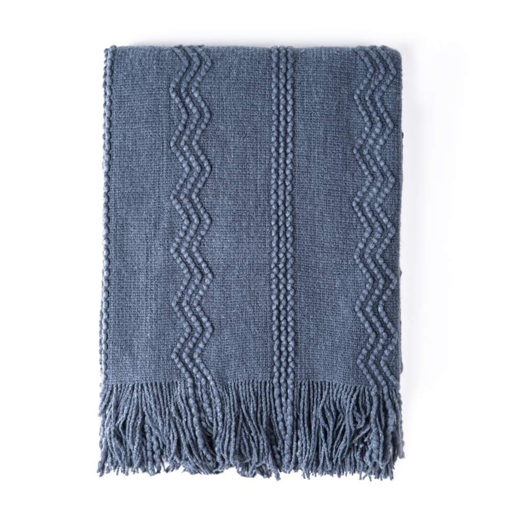 BOURINA Beige Throw Blanket 50x60 Inch Boho Knitted Soft Throw Sofa Blanket