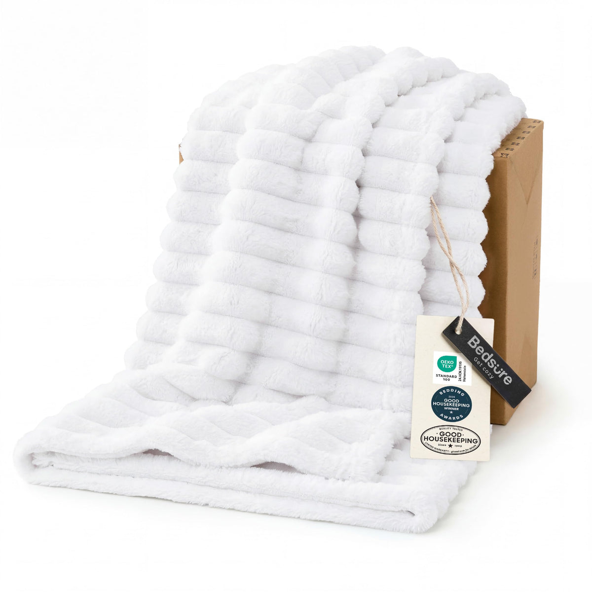 Bedsure GentleSoft White Throw Blanket for Couch - Halloween Fall Decorations for Home Living Room Decor, Cozy Fleece Fall Blanket for Sofa, Birthday Gifts for Women Mom Her, Off White, 50x60 Inches