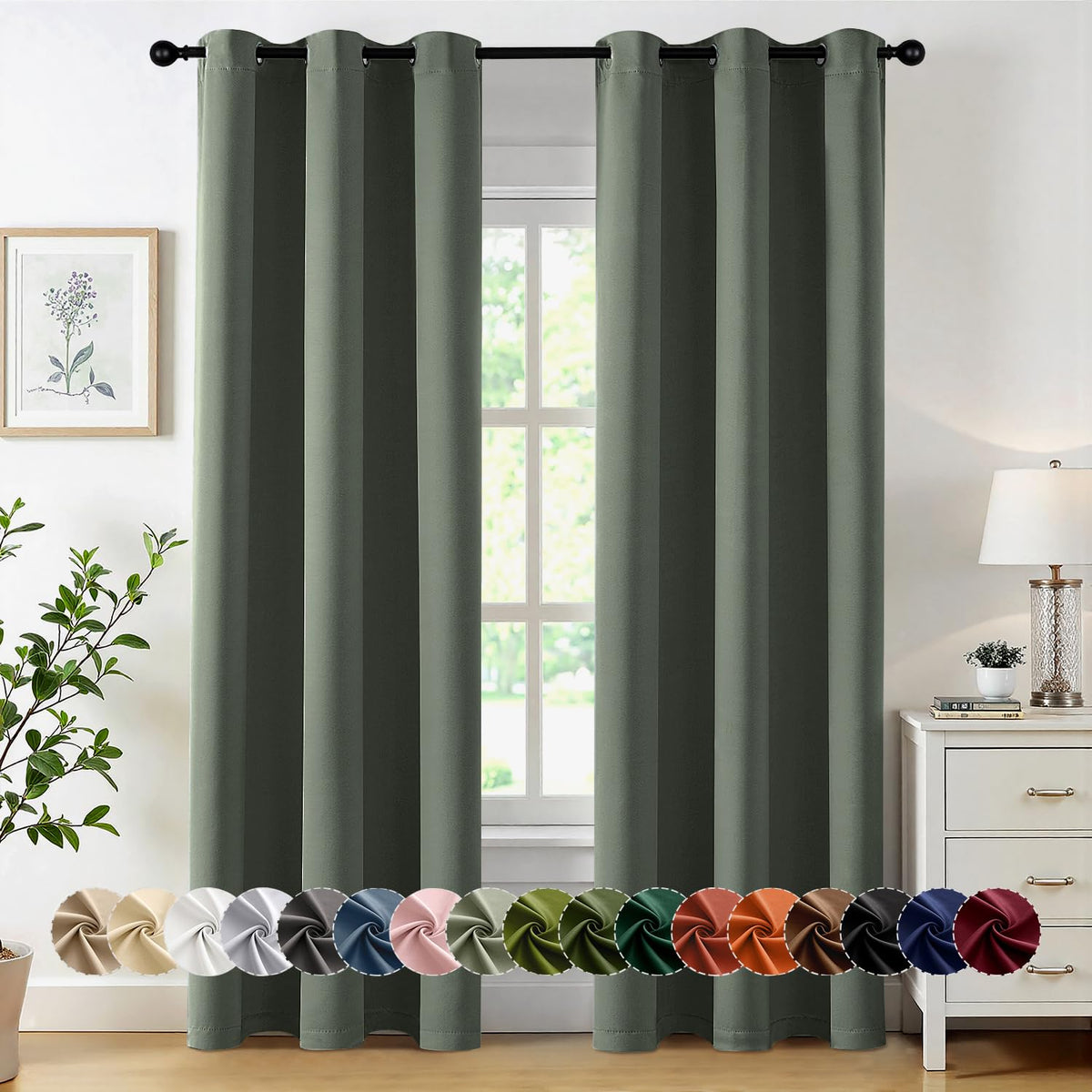MIULEE Blackout Curtains for Bedroom 2 Panels 40 x 84 Inch Long Black