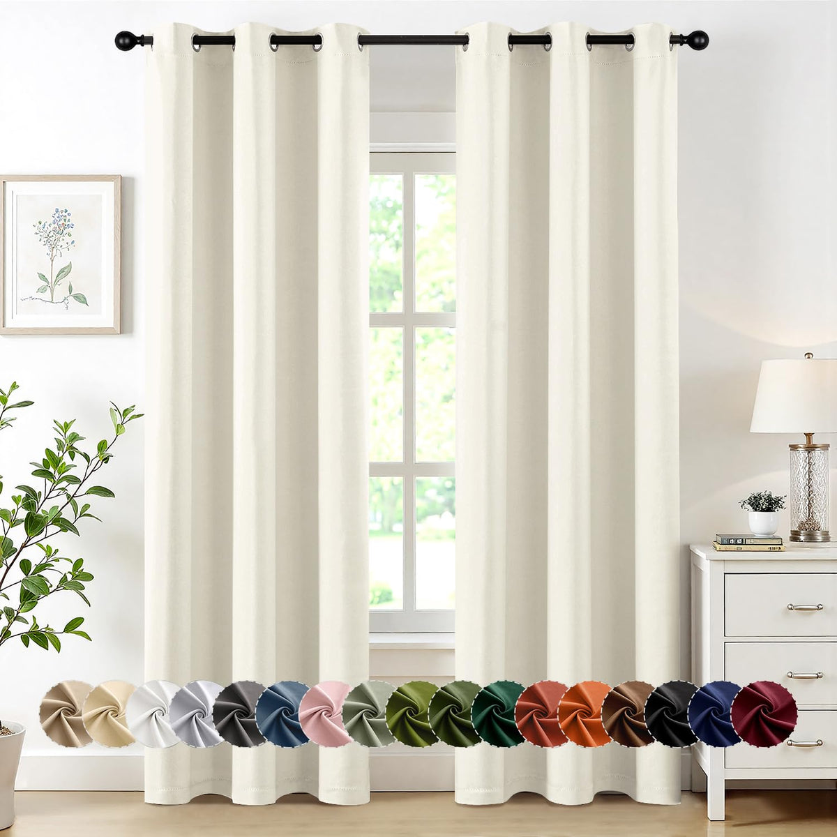 MIULEE Blackout Curtains for Bedroom 2 Panels 40 x 84 Inch Long Black