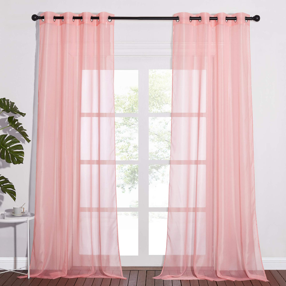 NICETOWN White Sheer Curtains & Drapes 96 inches Long for Living Room - Grommet Top Solid Lightweight & Airy Gauzy Window Treatments with Light Filtering for Bedroom, 2 Panels, W54 x L96