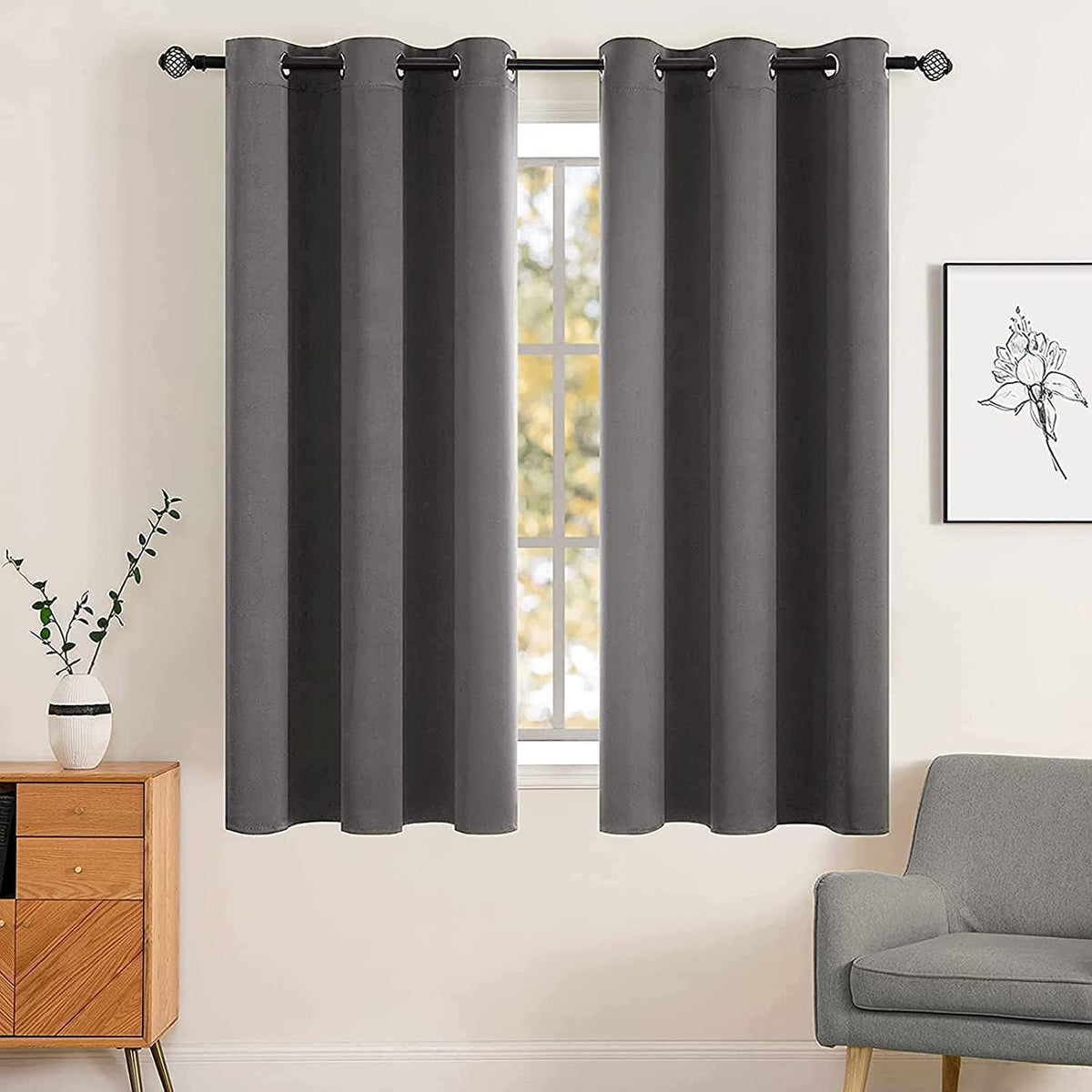 MIULEE Beige Blackout Bedroom Curtains Drapes 84 Inch Long 52"x84"