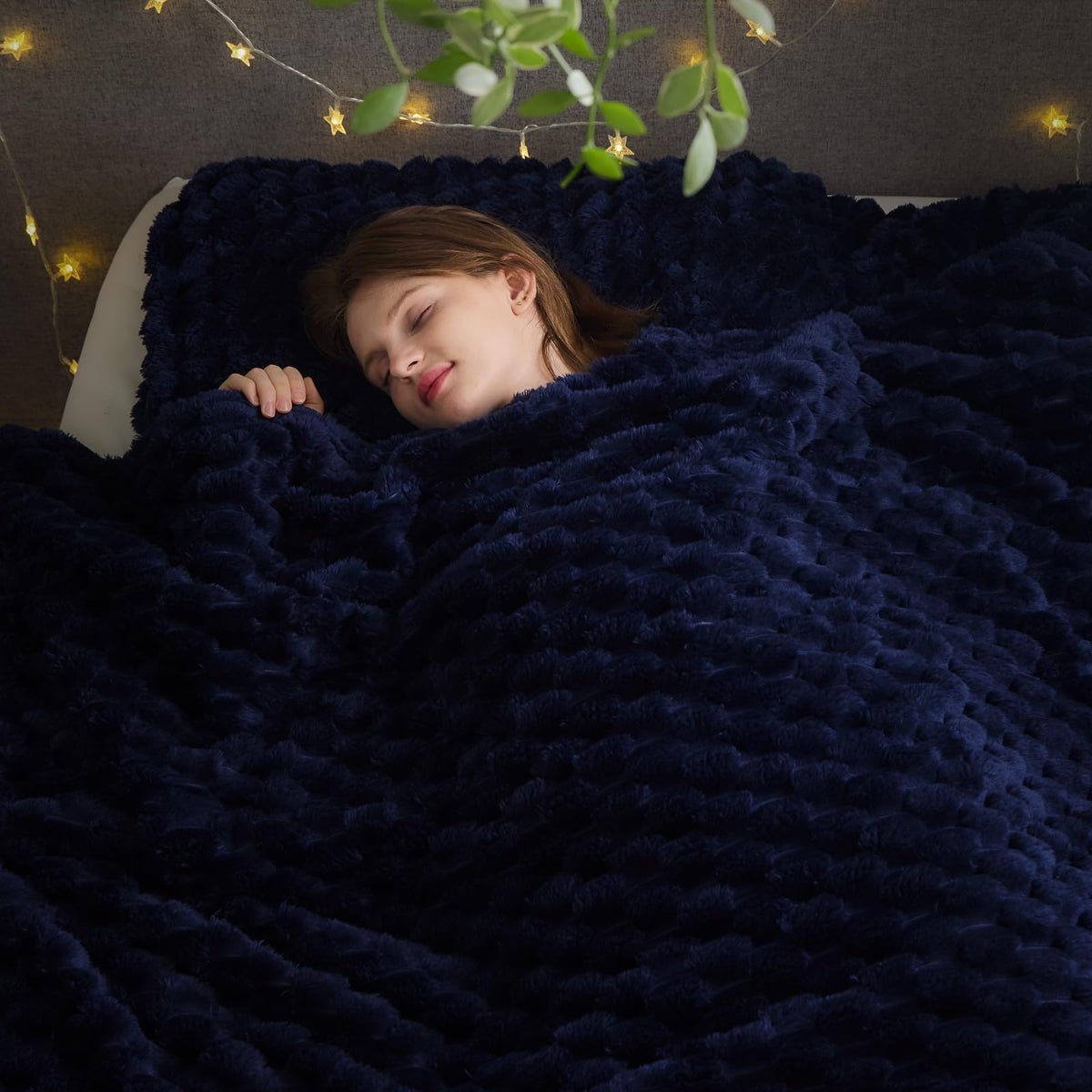 NEWCOSPLAY Fleece Ribbed Cozy Throw Blanket for Couch, Pink, 50"x60"