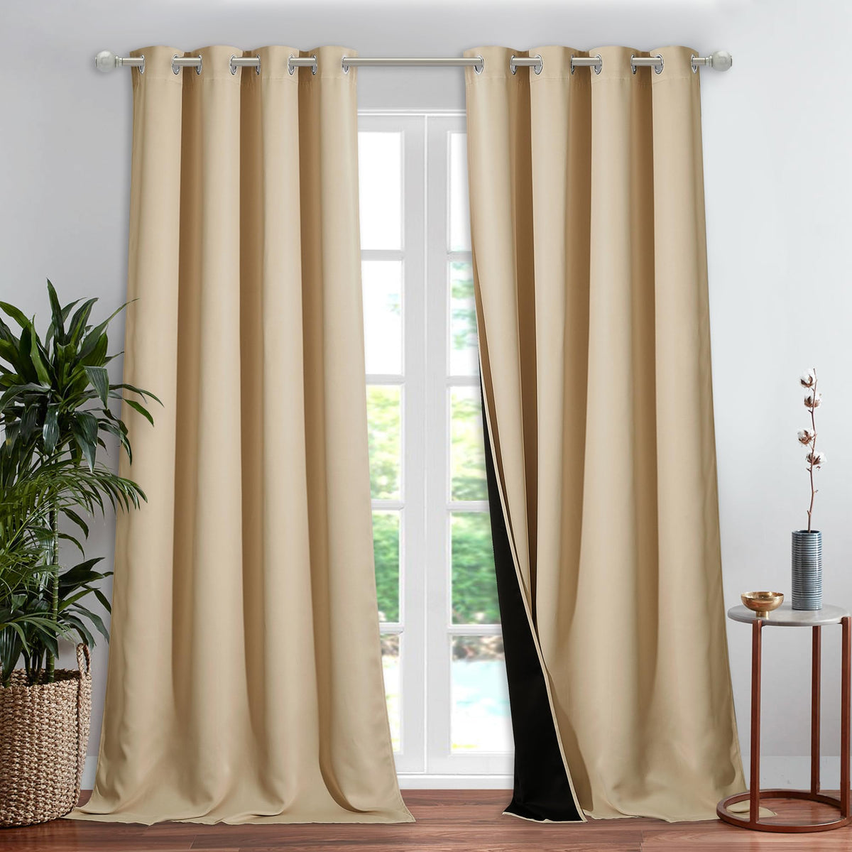 NICETOWN 100% Blackout Curtain 54 inches Long, Double-Deck Completely Blackout Window Treatment Thermal Insulated Lined Drape for Small Window (White, 1 PC, 52 inches Width Each Panel)