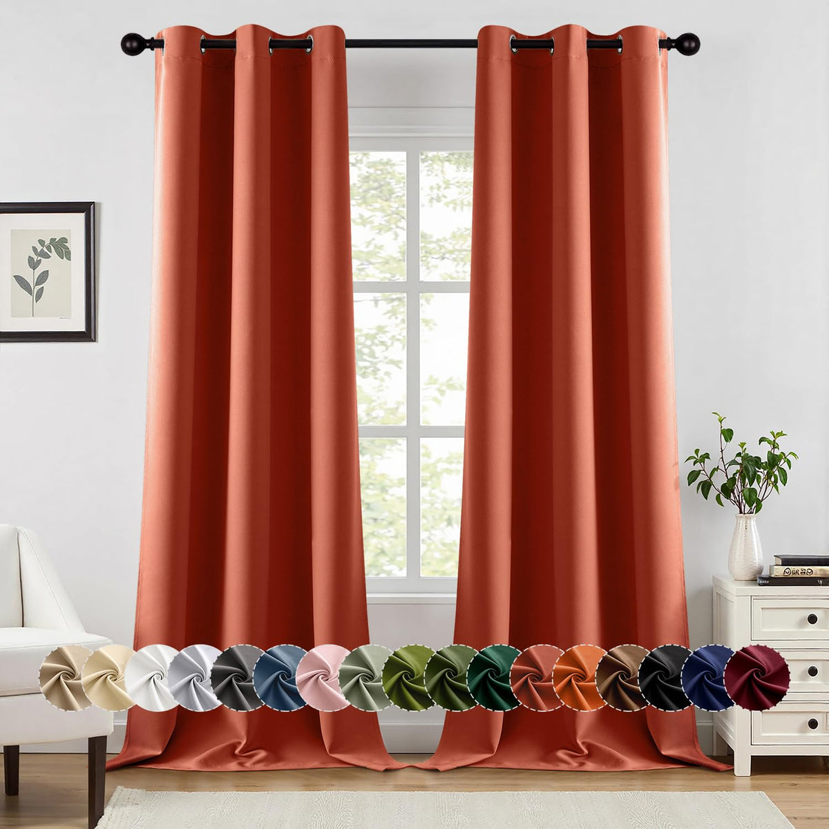 MIULEE Blackout Curtains for Bedroom 2 Panels 40 x 84 Inch Long Black