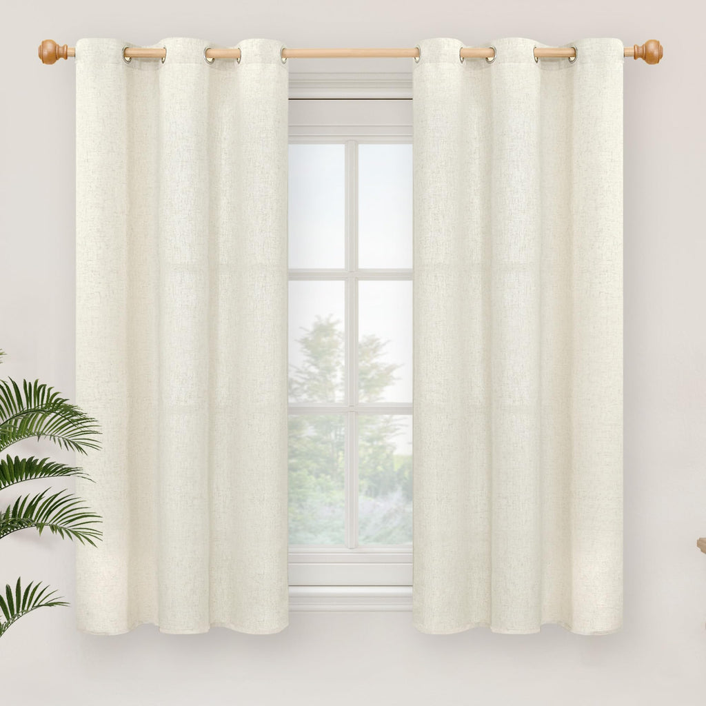 YoungsTex Linen Semi Sheer Curtains 63 Inch Length, Light Filtering Drapes