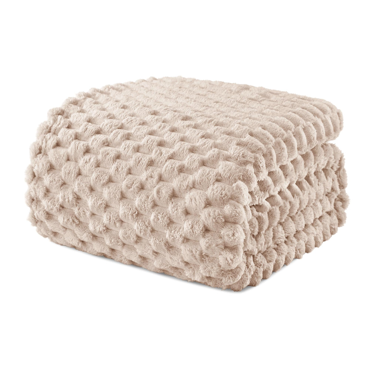 Exclusivo Mezcla Large 3D Fleece Throw Blanket for Couch, Ivory
