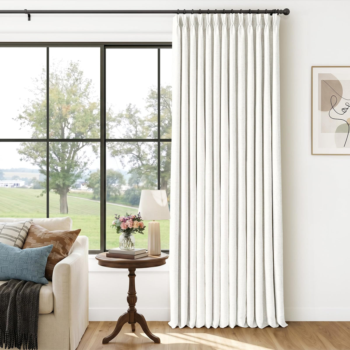 CAPALOCA Extra 70 Inch Wide Linen 100% Blackout Curtains 84 Inch Long