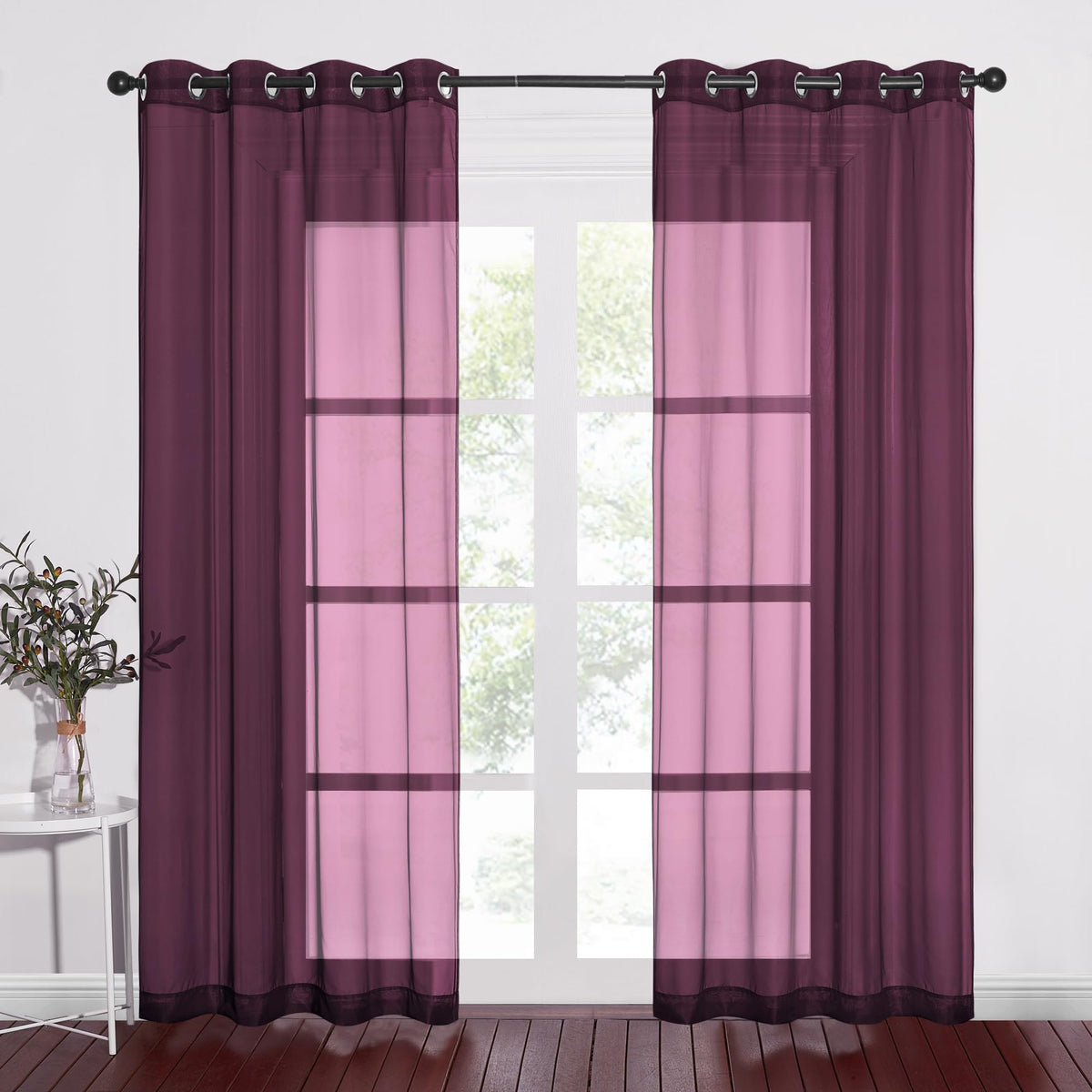 NICETOWN White Sheer Curtains & Drapes 96 inches Long for Living Room - Grommet Top Solid Lightweight & Airy Gauzy Window Treatments with Light Filtering for Bedroom, 2 Panels, W54 x L96