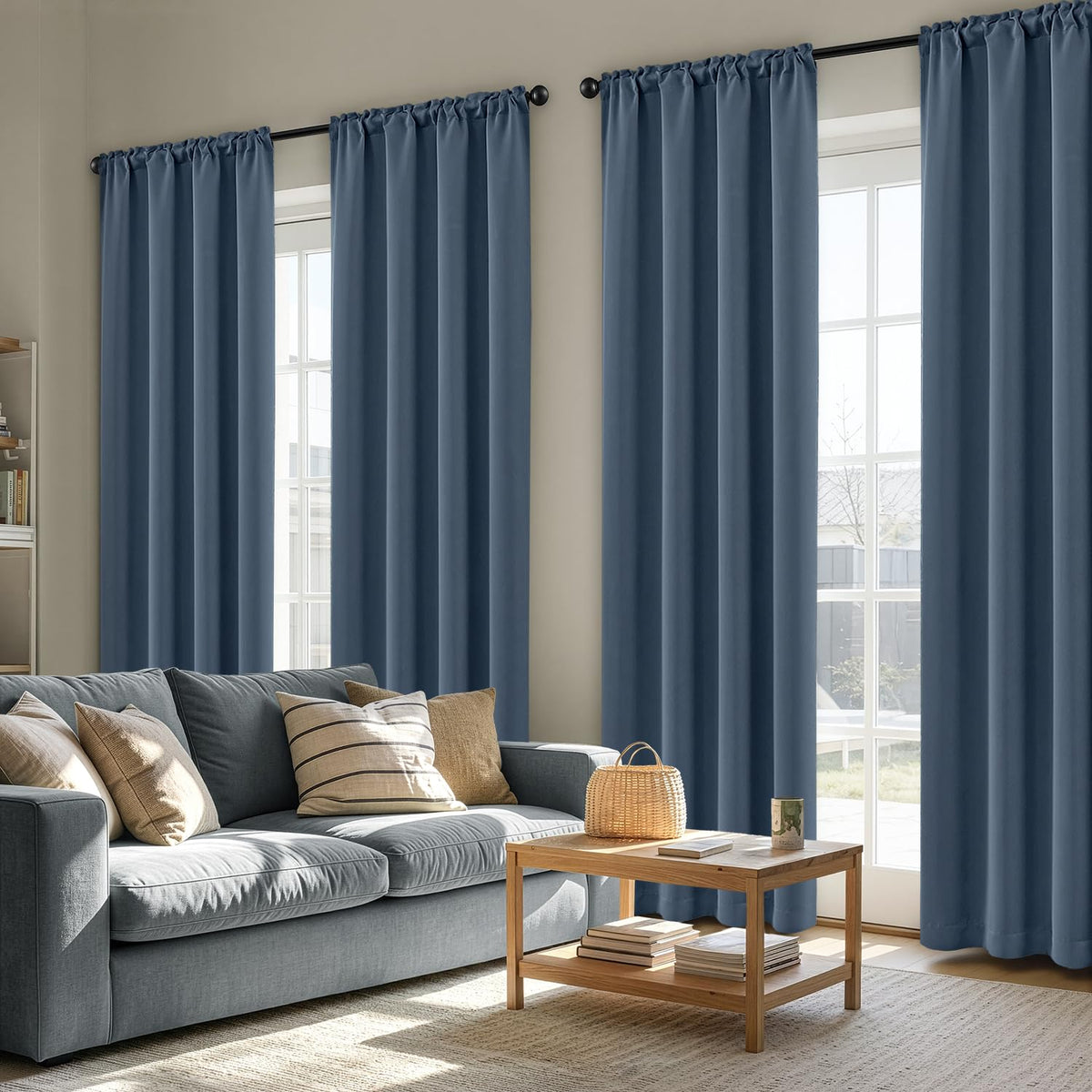MIULEE Sage Green Blackout Curtains 63 Inch Length for Bedroom 4 Panels