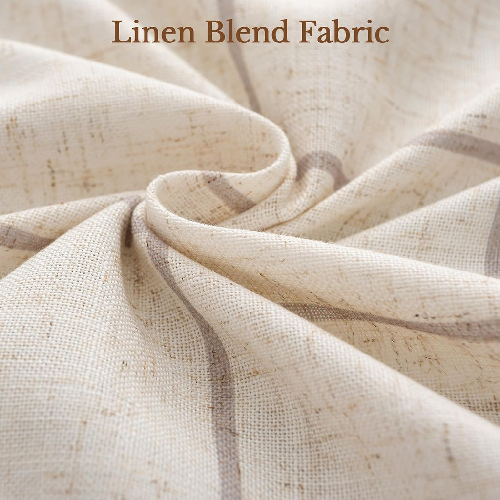 THREE GIRLS Plaid Pinch Pleated Curtains - Modern Luxury Linen Buffalo Blackout Drapes, Thermal Insulated Double Layer Window Panels for Living Room Bedroom, 120 Inches Long Brown 2 Panels Set