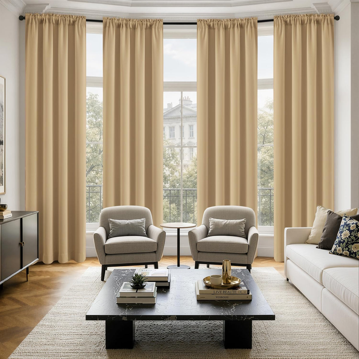 MIULEE Sage Green Blackout Curtains 63 Inch Length for Bedroom 4 Panels