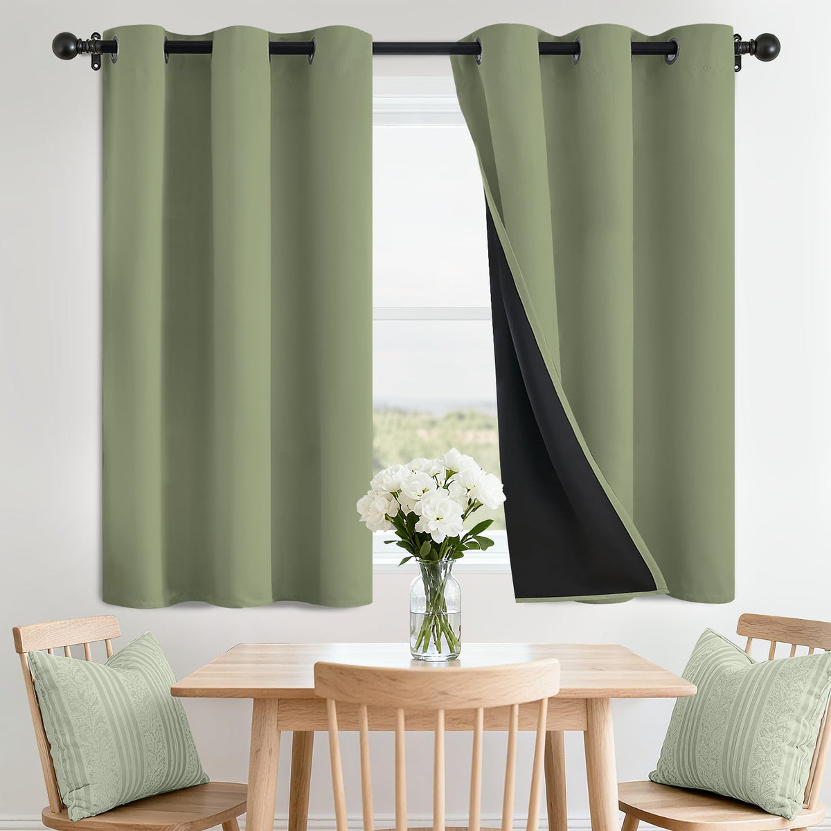 SimpleHome Cream 100% Blackout Curtains Room Darkening Living Room 84 Inch