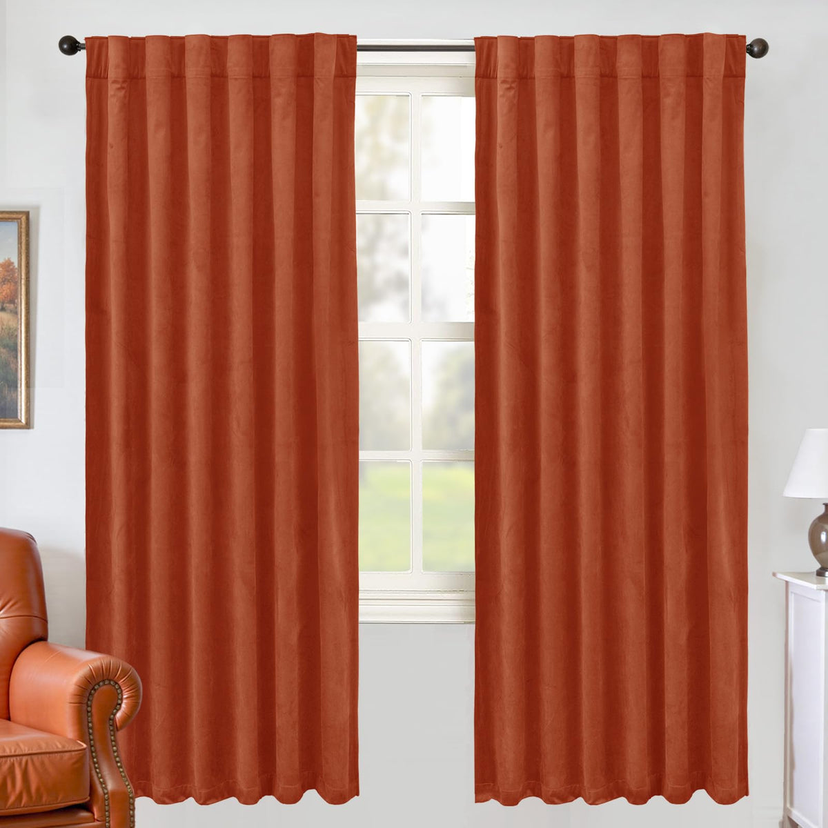 BGment Christmas Red Velvet Curtains 96 Inches for Living Room, Thermal Room Darkening Curtains Sound Reduce Drapes with Back Tab and Rod Pocket for French Door, 2 Panels, 52 x 96 Inch