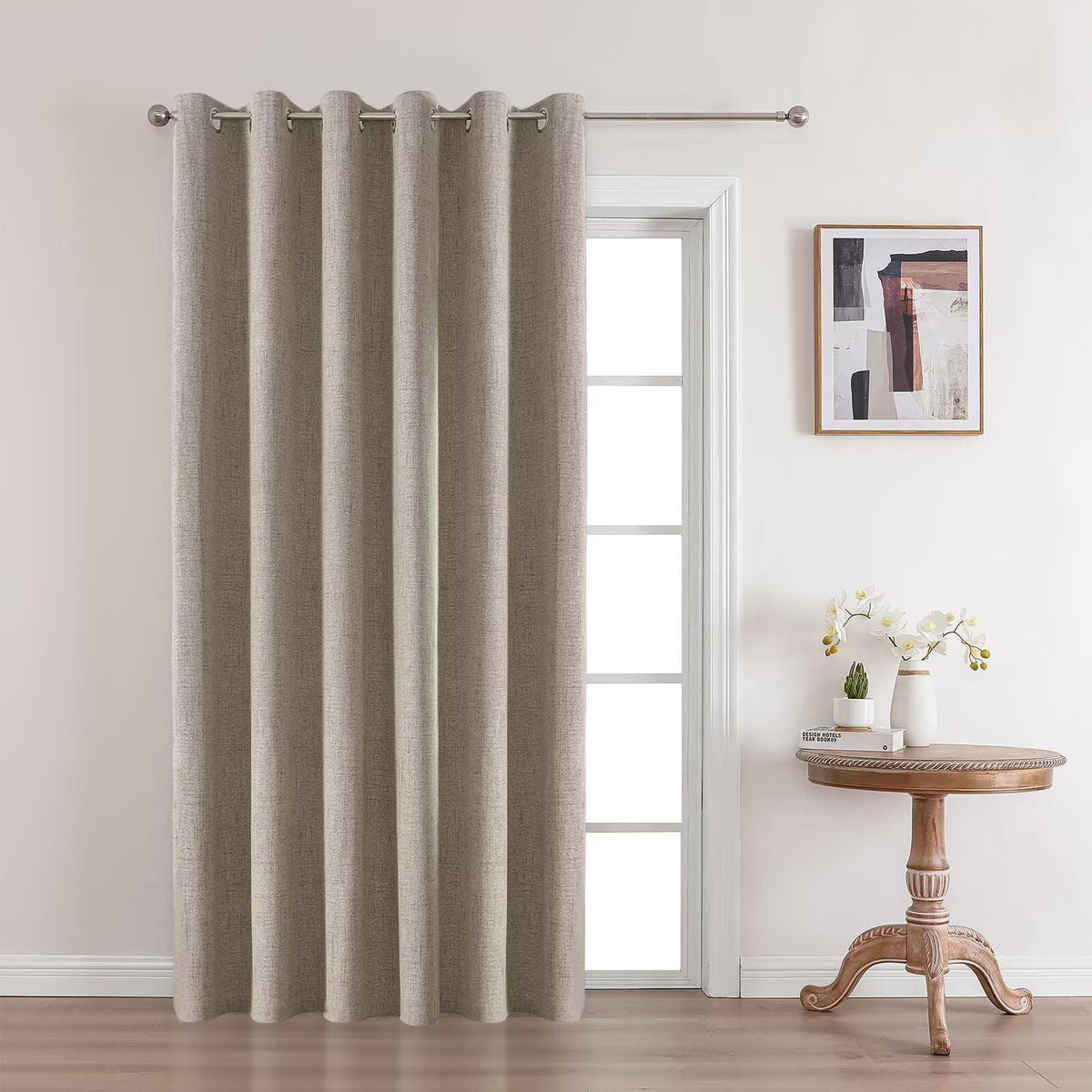 Joydeco Blackout Curtains 84 Inch Long, Linen Black Out Curtains for Bedroom 2 Panels with Grommet, Thermal Insulated, Noise Reducing Room Darkening Drapes Privacy Protection for Living Room Window