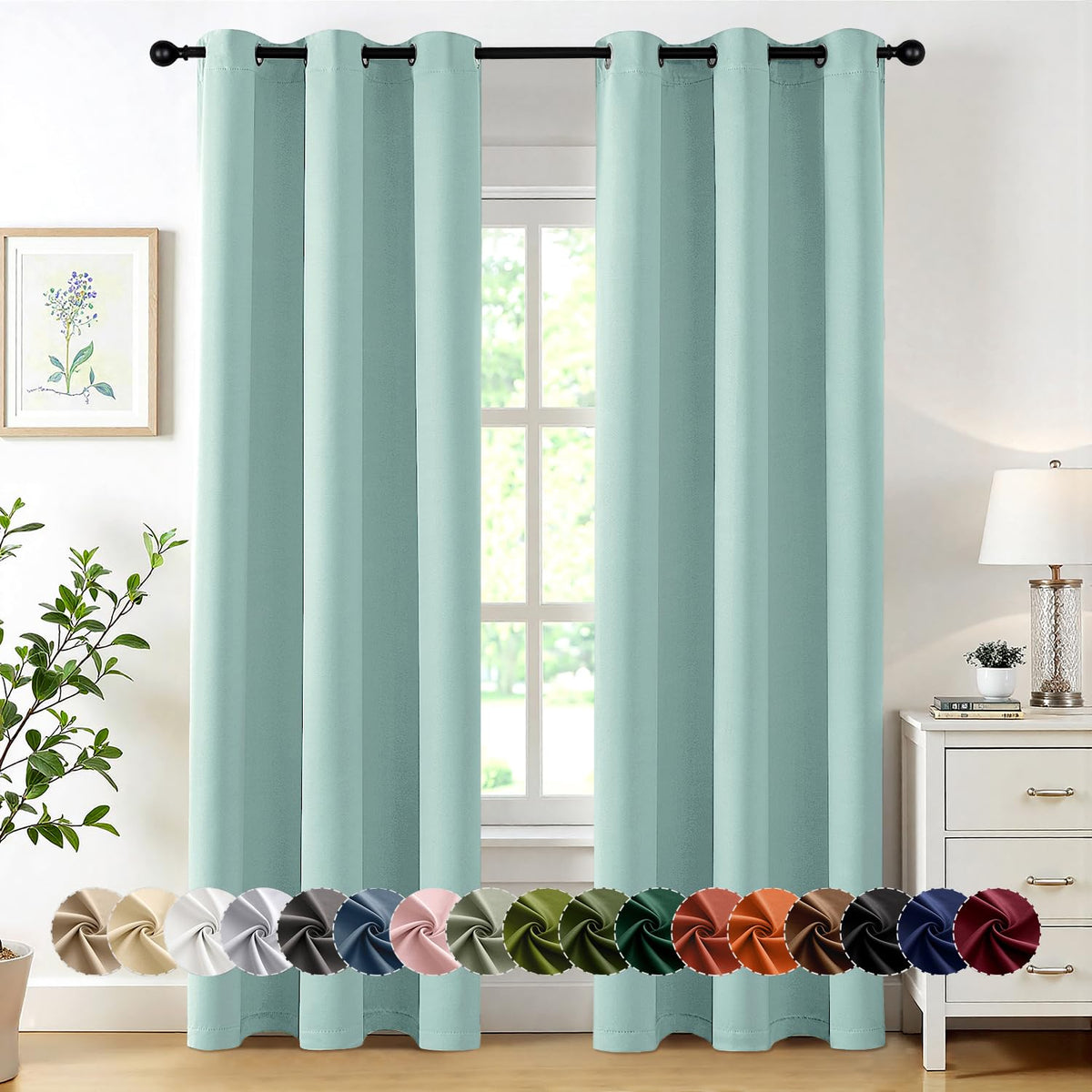 MIULEE Blackout Curtains for Bedroom 2 Panels 40 x 84 Inch Long Black
