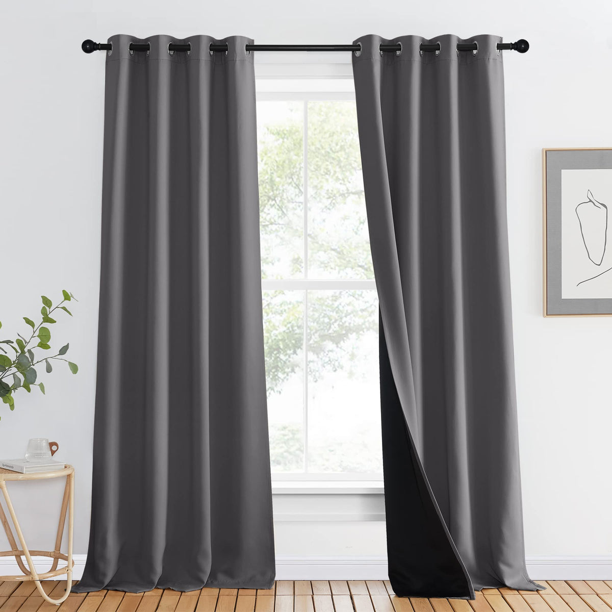 NICETOWN 100% Blackout Curtain 54 inches Long, Double-Deck Completely Blackout Window Treatment Thermal Insulated Lined Drape for Small Window (White, 1 PC, 52 inches Width Each Panel)