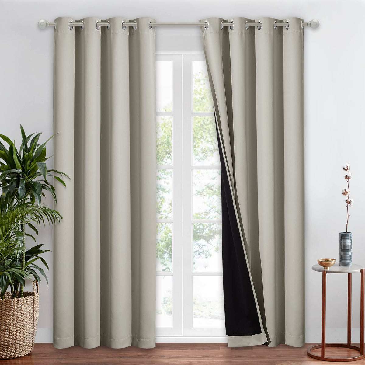 NICETOWN 100% Blackout Curtain 54 inches Long, Double-Deck Completely Blackout Window Treatment Thermal Insulated Lined Drape for Small Window (White, 1 PC, 52 inches Width Each Panel)