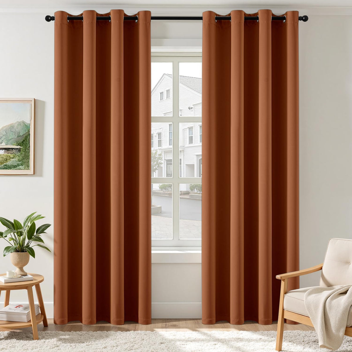 MIULEE Beige Blackout Bedroom Curtains Drapes 84 Inch Long 52"x84"