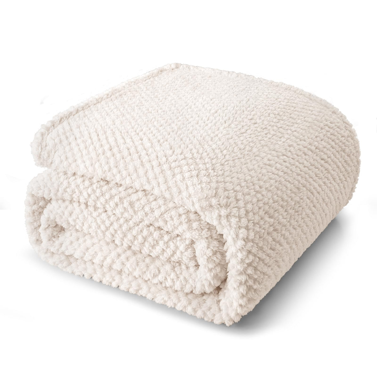 Whale Flotilla Extra Large Fuzzy Fleece Throw Blanket for Couch, 50x70 Inch Fluffy Warm Soft Jacquard Blankets for All Season, Lightweight and Cozy, Ivory