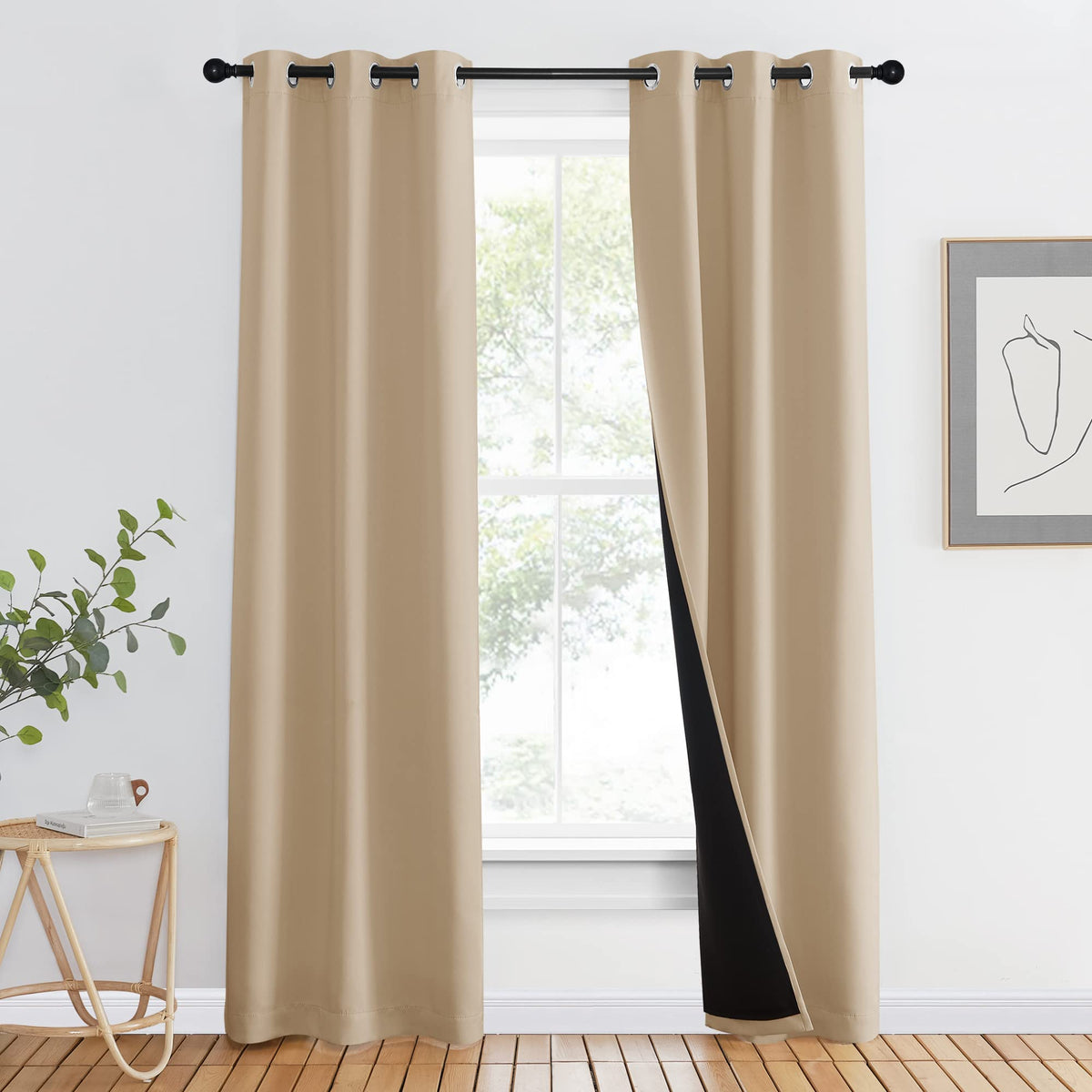 NICETOWN 100% Blackout Curtain 54 inches Long, Double-Deck Completely Blackout Window Treatment Thermal Insulated Lined Drape for Small Window (White, 1 PC, 52 inches Width Each Panel)