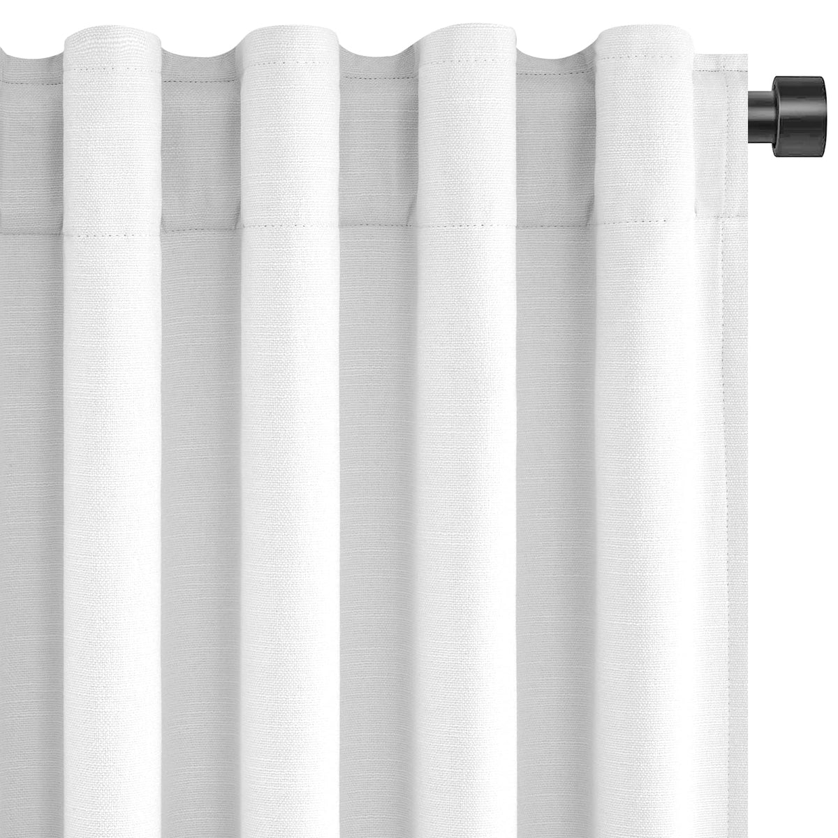 Topfinel Linen Blackout Curtains 96 Inch Long, Boho Farmhouse Ivory Birch Viral Drapes Pinch Pleated Curtains with Hooks for Living Room, Neutral 8 FT Back Tab Bedroom Curtains 52" X 96" 2 Panels