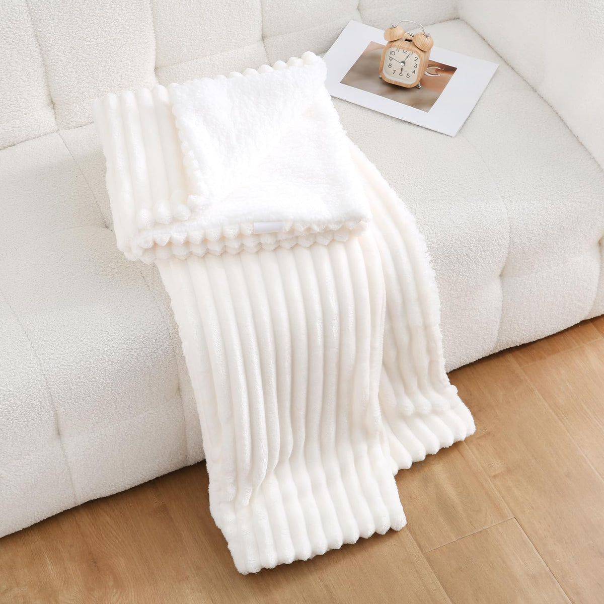 Burnt Orange Sherpa Fleece Throw Blanket 50”×60”Double-sided for Couch