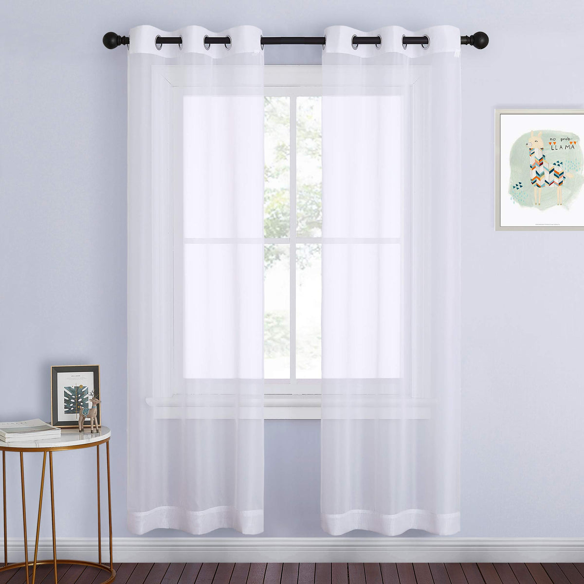 NICETOWN White Sheer Curtains & Drapes 96 inches Long for Living Room - Grommet Top Solid Lightweight & Airy Gauzy Window Treatments with Light Filtering for Bedroom, 2 Panels, W54 x L96