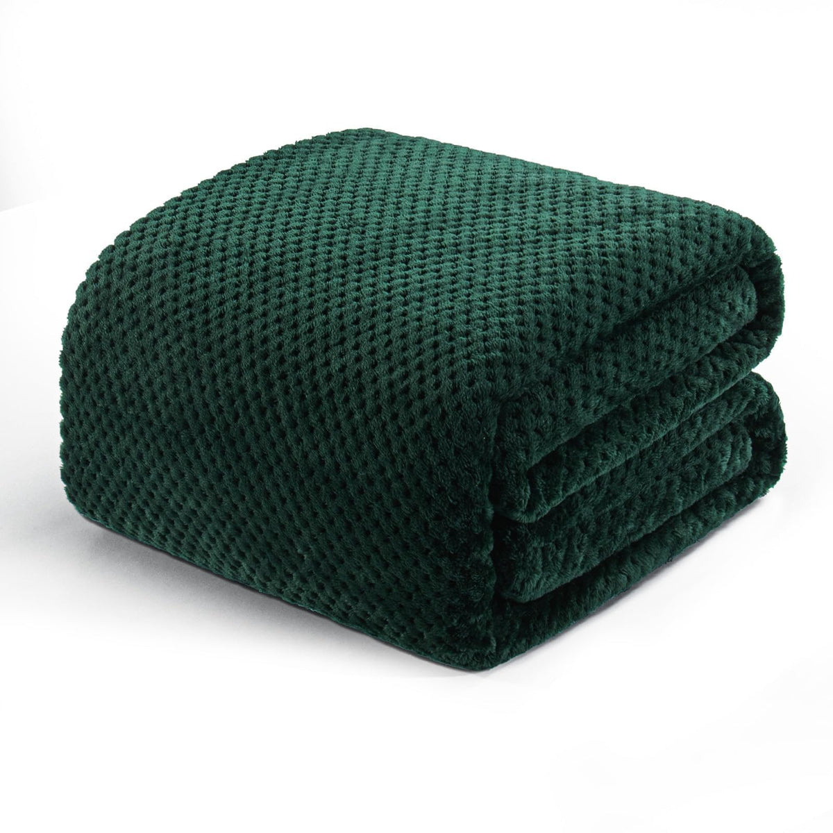 Exclusivo Mezcla Large Waffle Fleece Throw Blanket for Couch, Slate Blue