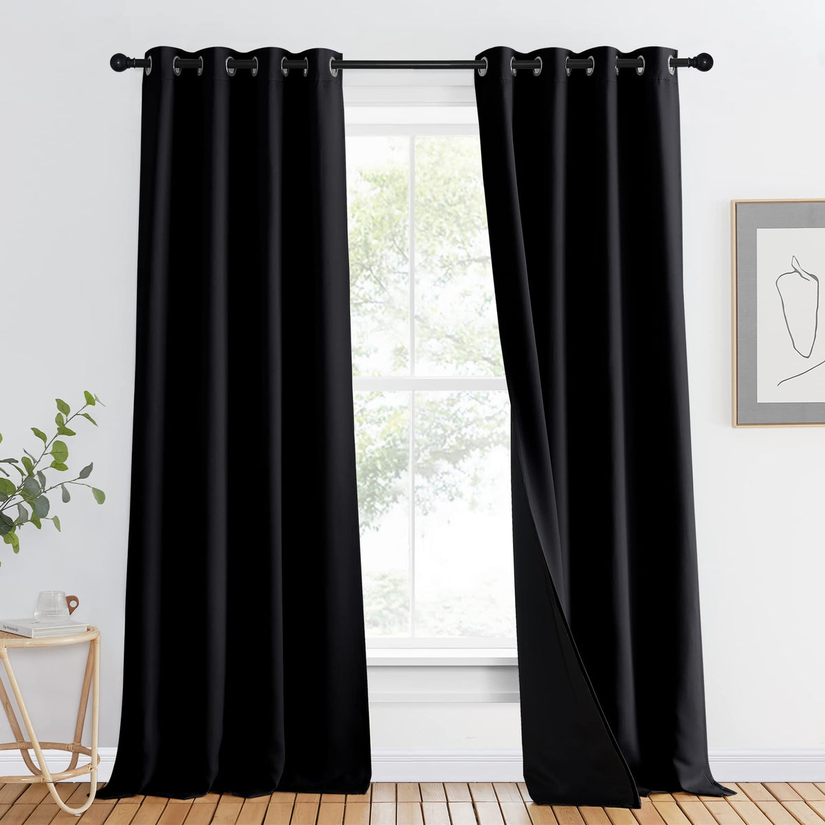NICETOWN 100% Blackout Curtain 54 inches Long, Double-Deck Completely Blackout Window Treatment Thermal Insulated Lined Drape for Small Window (White, 1 PC, 52 inches Width Each Panel)