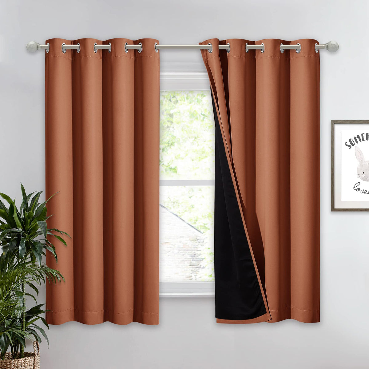 NICETOWN 100% Blackout Curtain 54 inches Long, Double-Deck Completely Blackout Window Treatment Thermal Insulated Lined Drape for Small Window (White, 1 PC, 52 inches Width Each Panel)