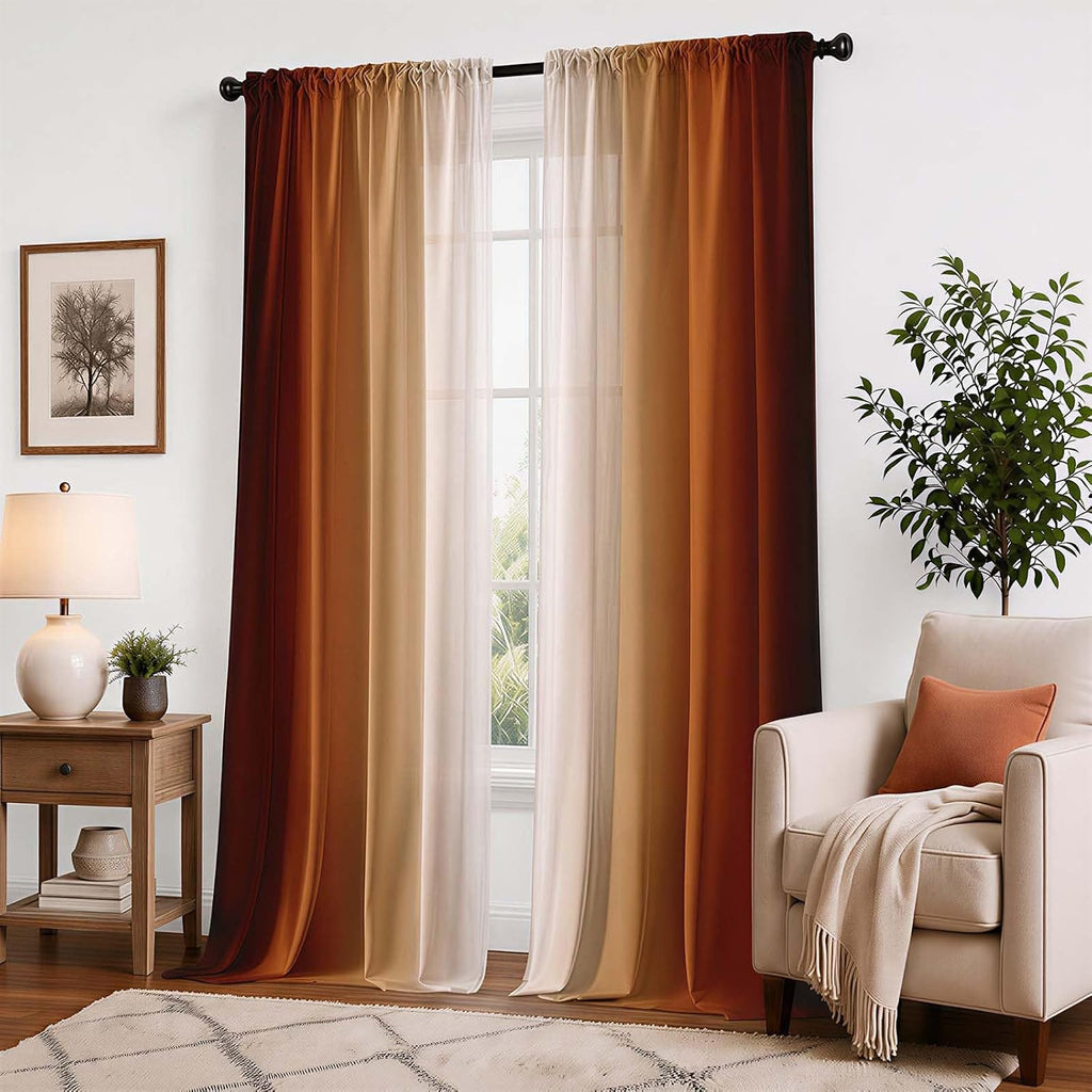 Burnt Orange Curtains 84 Inch Length for Living Room,2 Panels