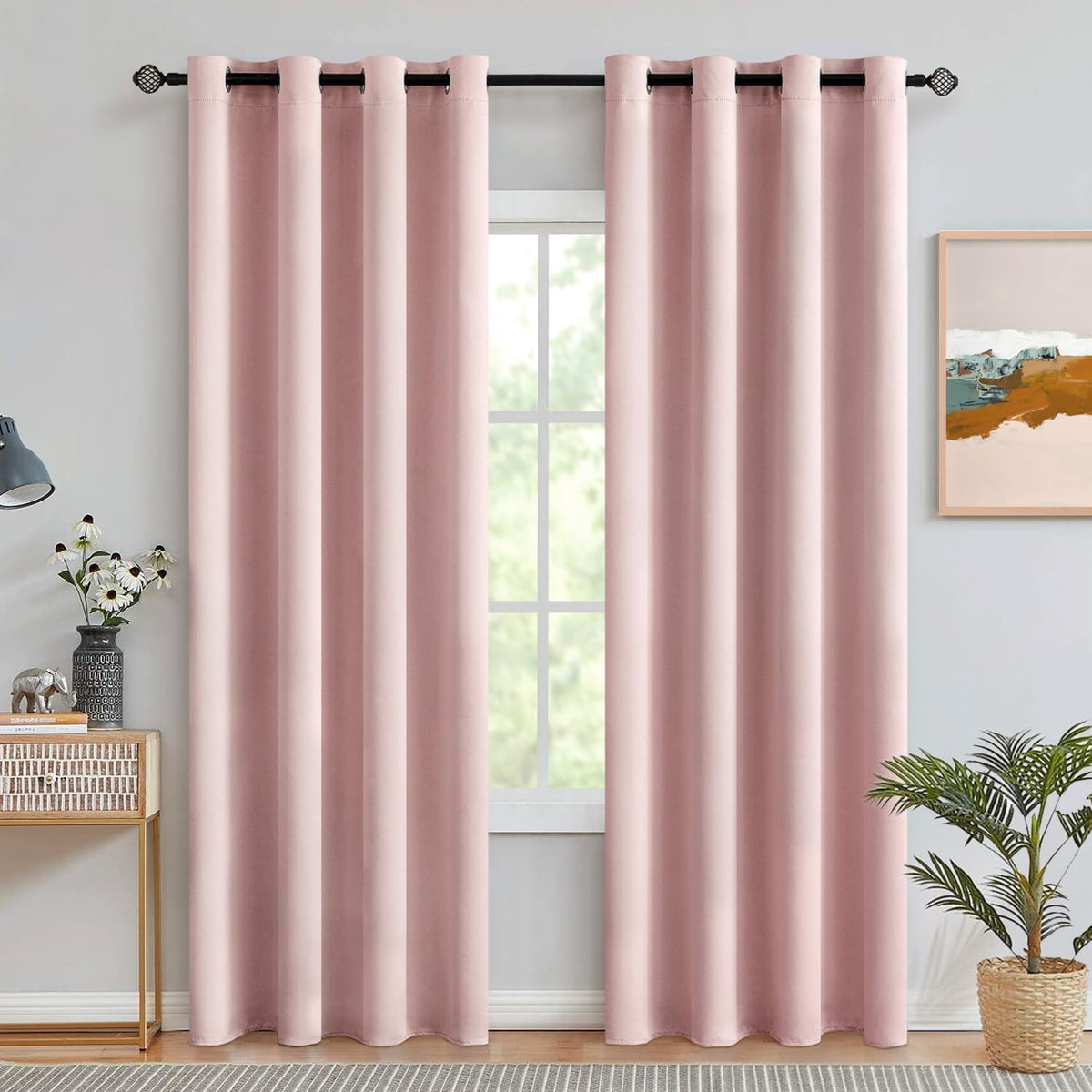 MIULEE Beige Blackout Bedroom Curtains Drapes 84 Inch Long 52"x84"