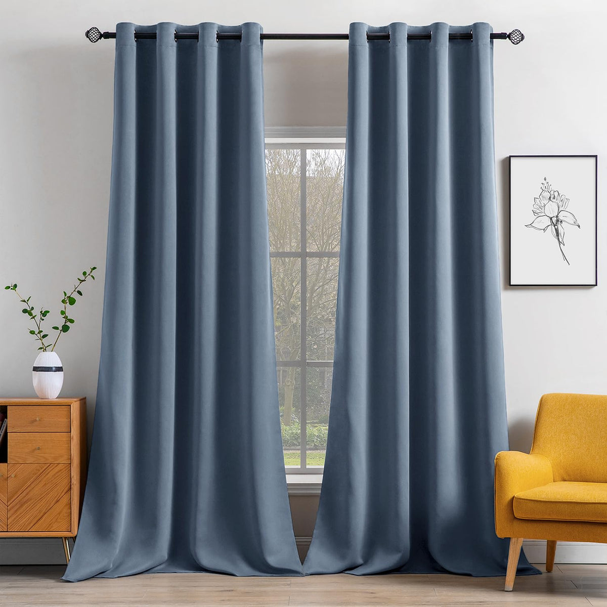 MIULEE Beige Blackout Bedroom Curtains Drapes 84 Inch Long 52"x84"