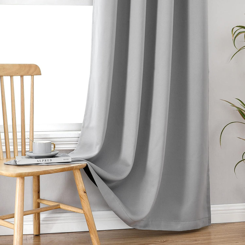 ChrisDowa 100% Blackout Curtains for Bedroom 63 Inch Long with Black Liner