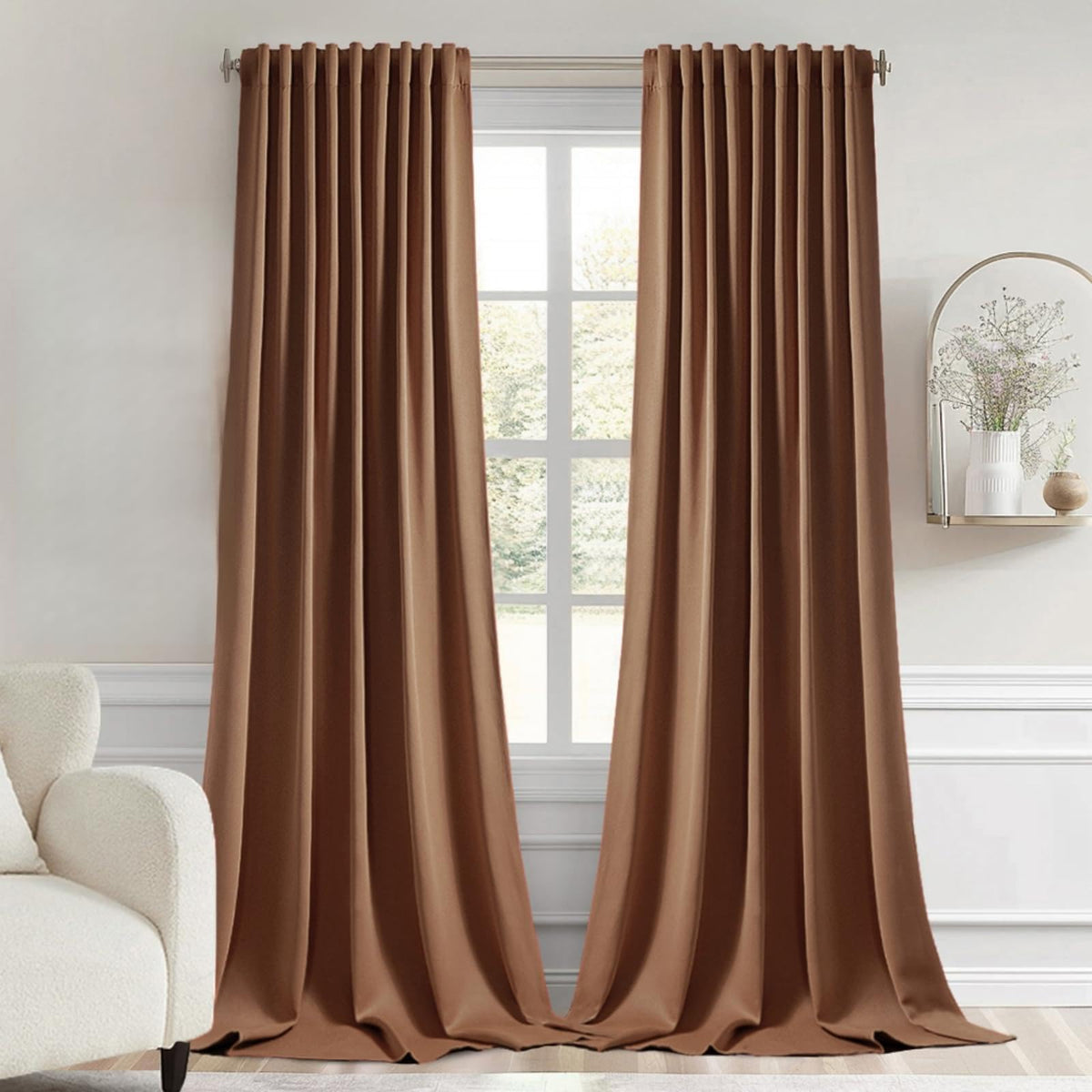 MIULEE 2 Panels Set Black Back Tab Blackout Curtains 52x96 Inch Long